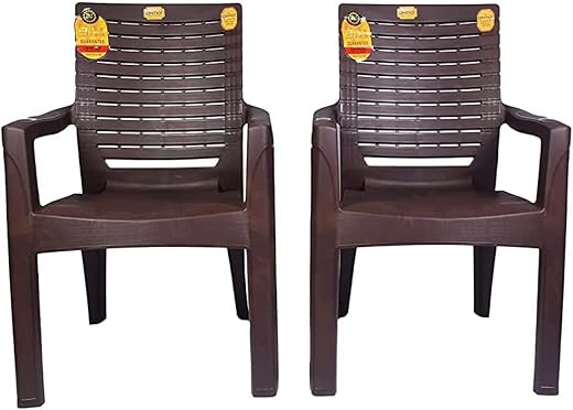 ANMOL Moulded Endeavour Heavy Duty Chair for Home Office - Pack of 2-200 kg Weight Capacity - Outdoor Plastic Chair - 3-Ye...