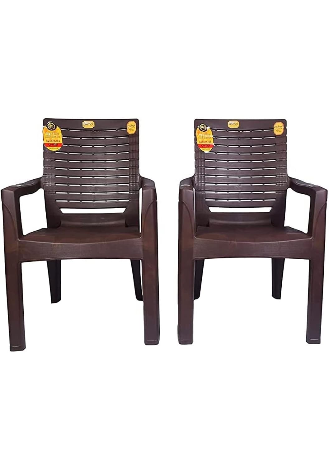 ANMOL Moulded Endeavour Heavy Duty Chair for Home Office - Pack of 2-200 kg Weight Capacity - Outdoor Plastic Chair - 3-Ye