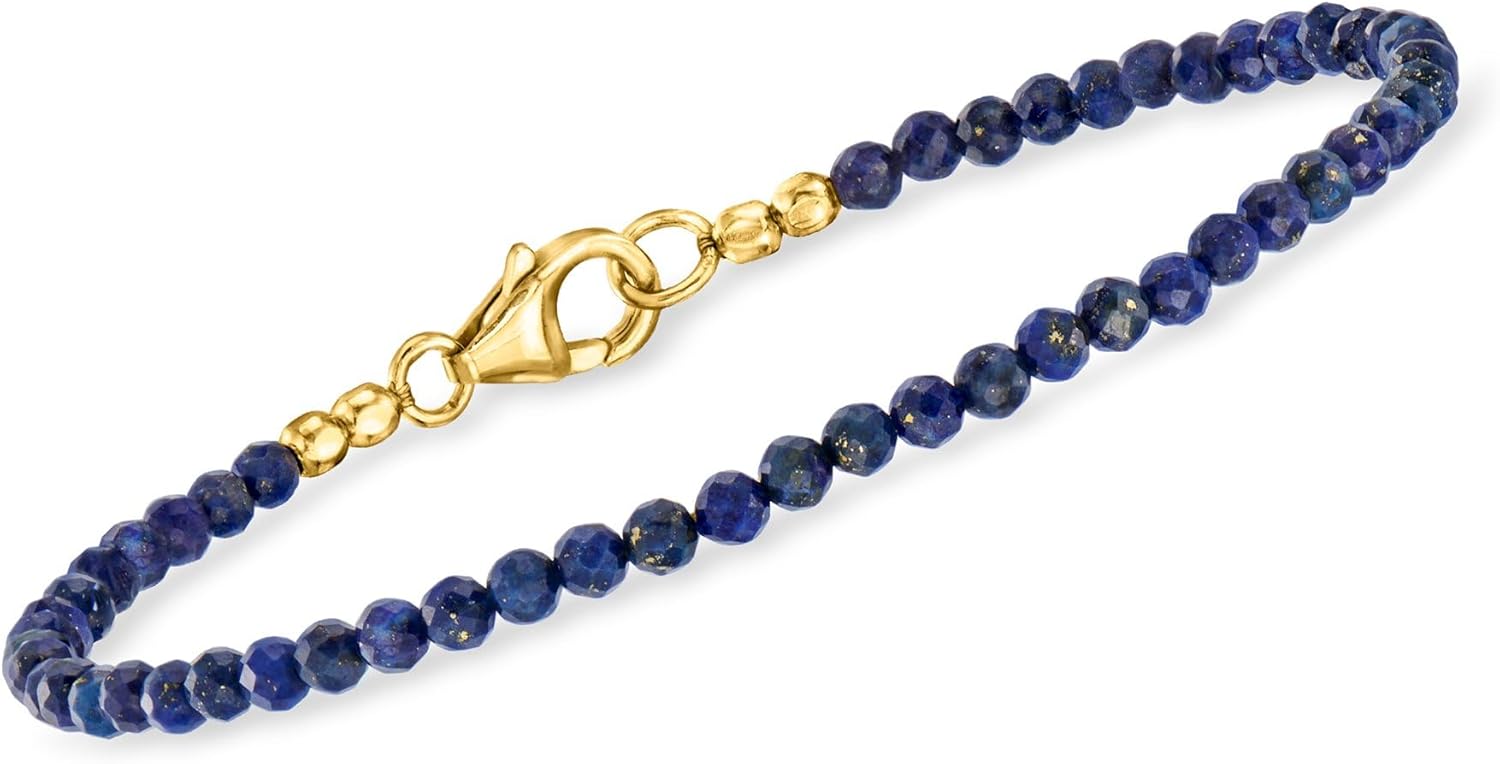 Ross-Simons Green and Blue Bead Bracelets in 18kt Gold Over Sterling