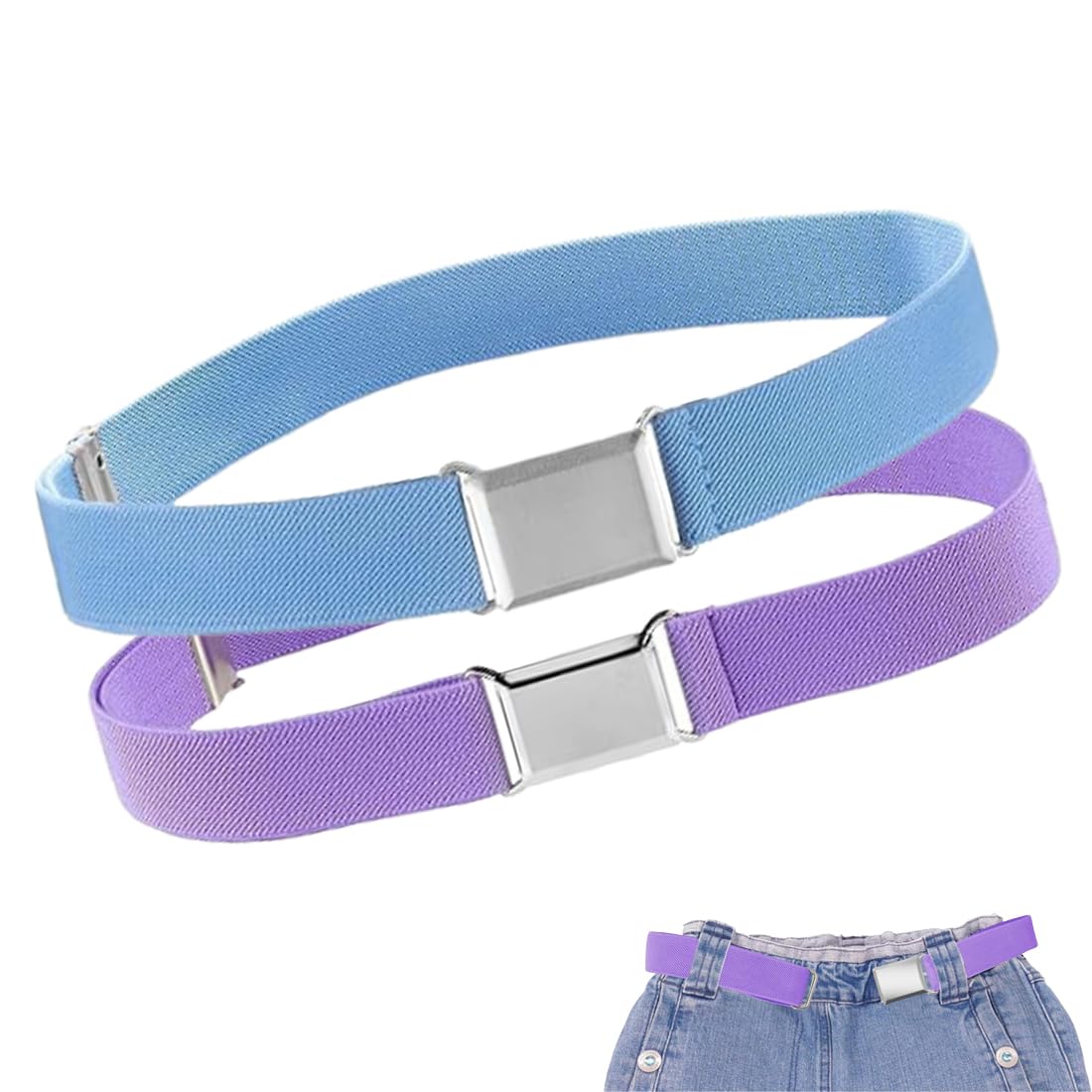 2 Piezas Cinturón Elástico Infantil Ajustable con Hebilla Magnética Fácil para Niños y Niñas Jeans Shorts Pantalones Vestidos