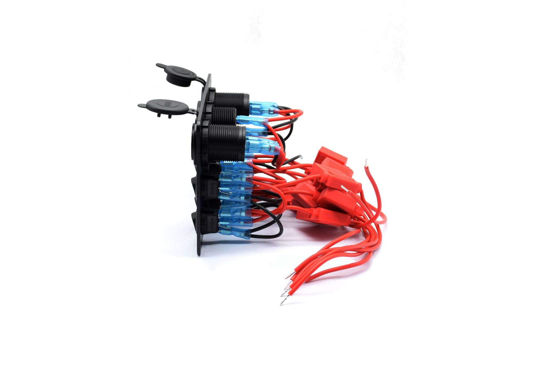 Riloer Panel de interruptores para vehículos y barcos de 12 V Interruptor de panel de ojo de gato combinado de 8 posiciones con protección de caja de fusibles - Luz azul