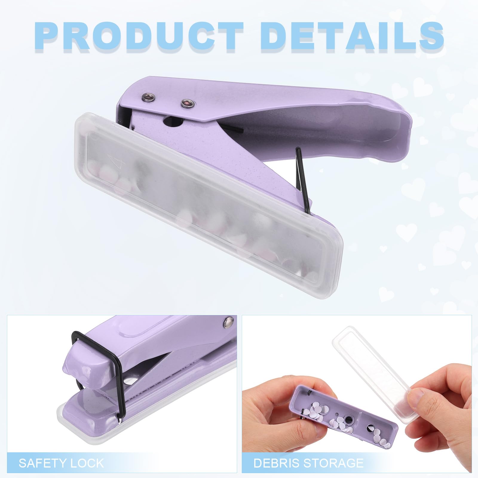 PATIKIL 1/4" Single Hole Punch, Handheld Heavy Duty Hole Puncher Press Metal Paper Puncher for Tag DIY Craft Scrapbook Ticket Purple - Image 4