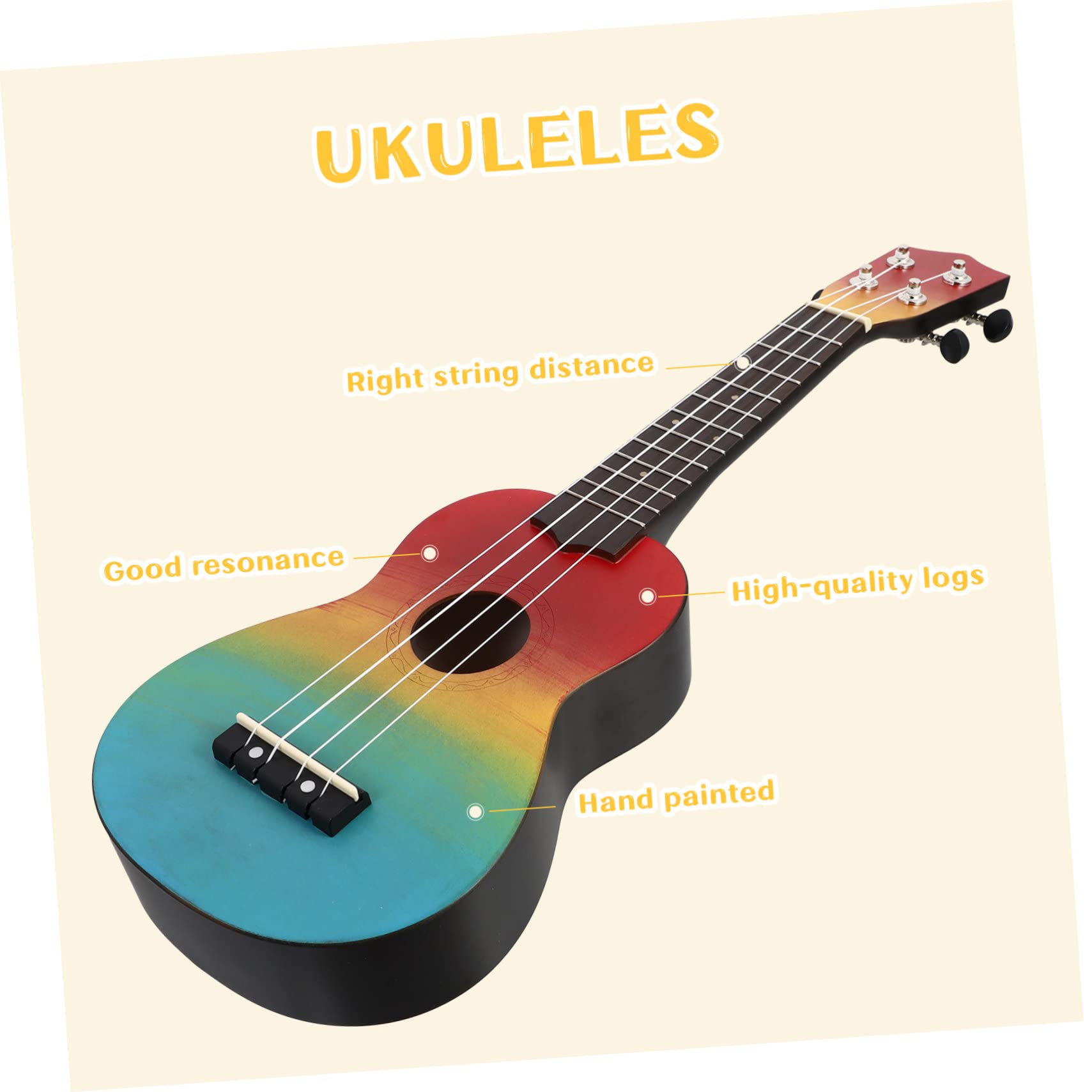 SUPVOX Ukulele in Legno Dipinto Mano da Strumento Musicale Giocattolo per Principianti Materiale Naturale e Ecocompatibile Facile da Impugnare e Suonare