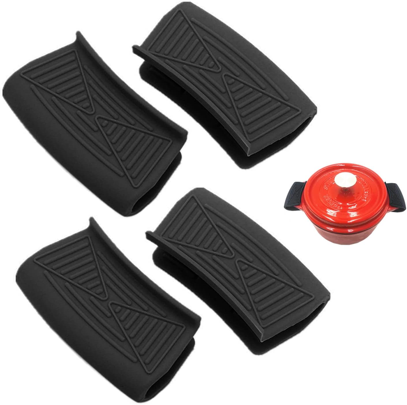 4 pieces of silicone pan handle cover clamp, kitchen accessories, anti