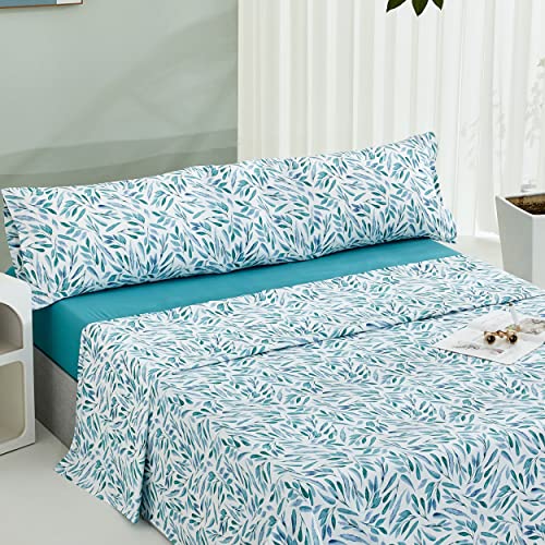 HOMEYA - Juego de sábana Cama 105cm - juego de 3 piezas - sábana encimera 170x260, bajera ajustable 105x190, funda almohada 45x125, Estampada