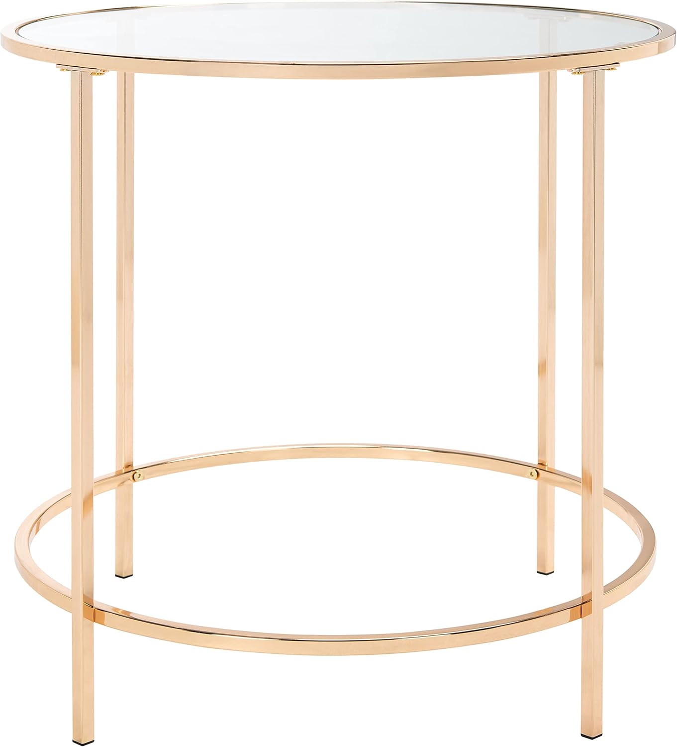 SAFAVIEH Home Collection Kolby Polished Gold Frame/Clear Glass Top Round Glass Side Table