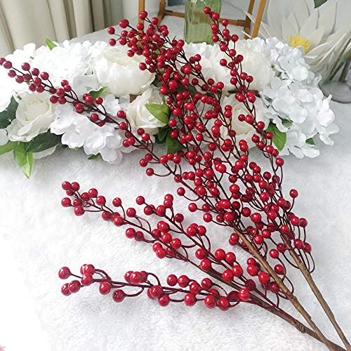 7 Pieces 3 Forks Berry Artificial Fake Fruit Plants Fortune Lucky Fruit Photography Props Wedding Party House Table Decoration - (Size: 90cm)