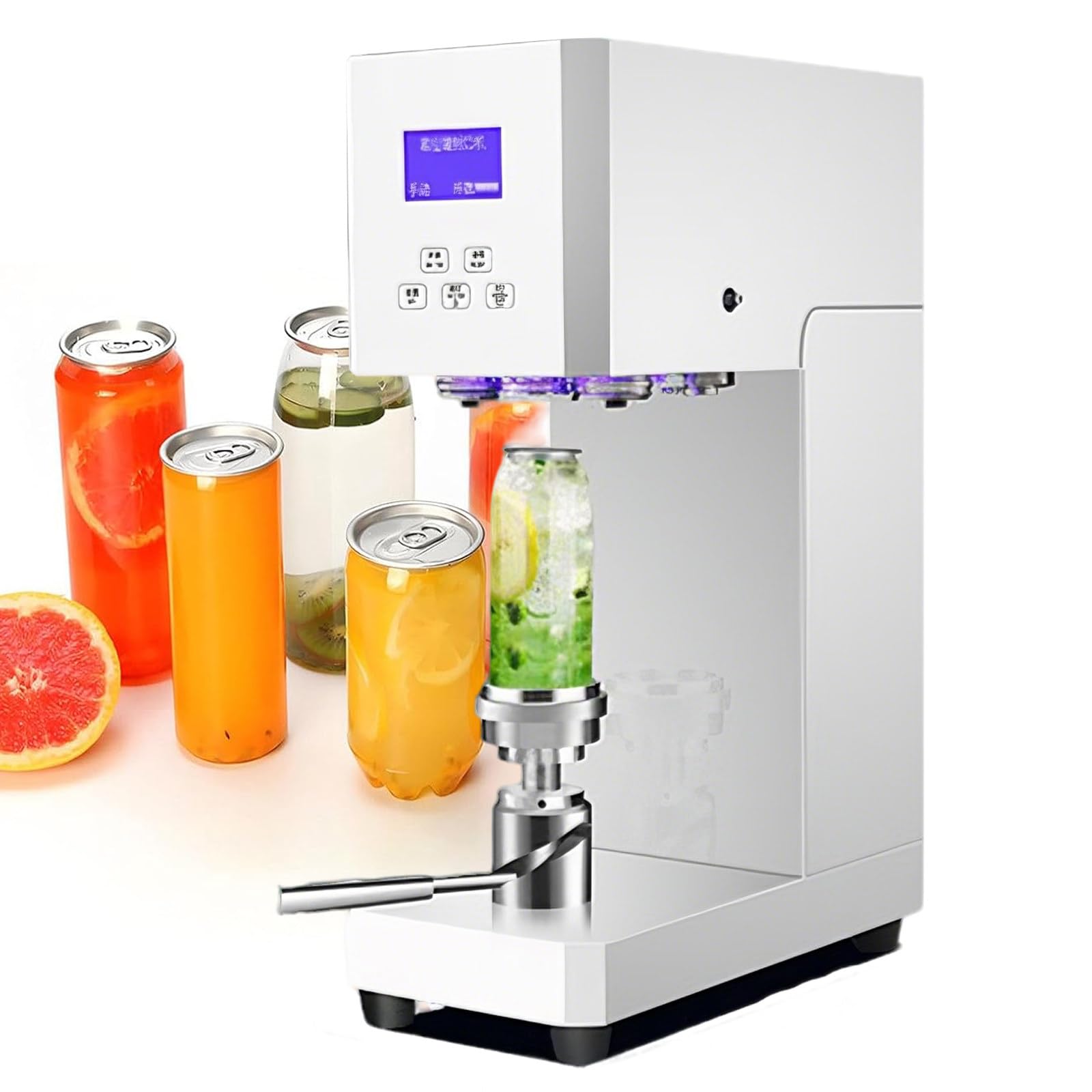 XUFWANYE 370W Electric Canning Machine, Beverage Can Sealer with Non-Slip Feet & Smart Counter, Tabletop Sealer for Soda, Milk Tea, & Beer, Perfect for Home, Bars & Cafes White
