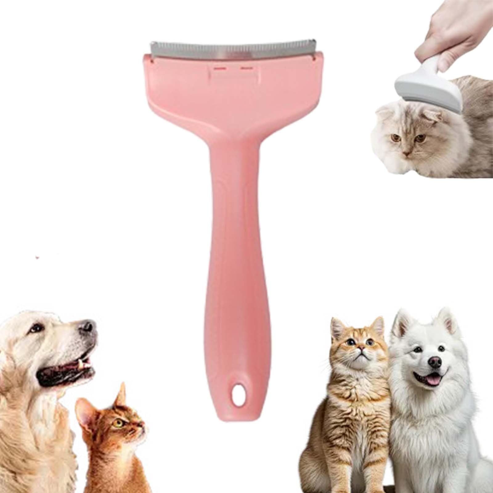 V-Tooth Deshedding Comb, Multifunctional Pets Hair Removal Brush, Dog & Cat Grooming Brush for Shedding, Pet Deshedding Tool with Curve Blade,Tight V-shaped Teeth Shedding Comb For Pet (Pink,S)