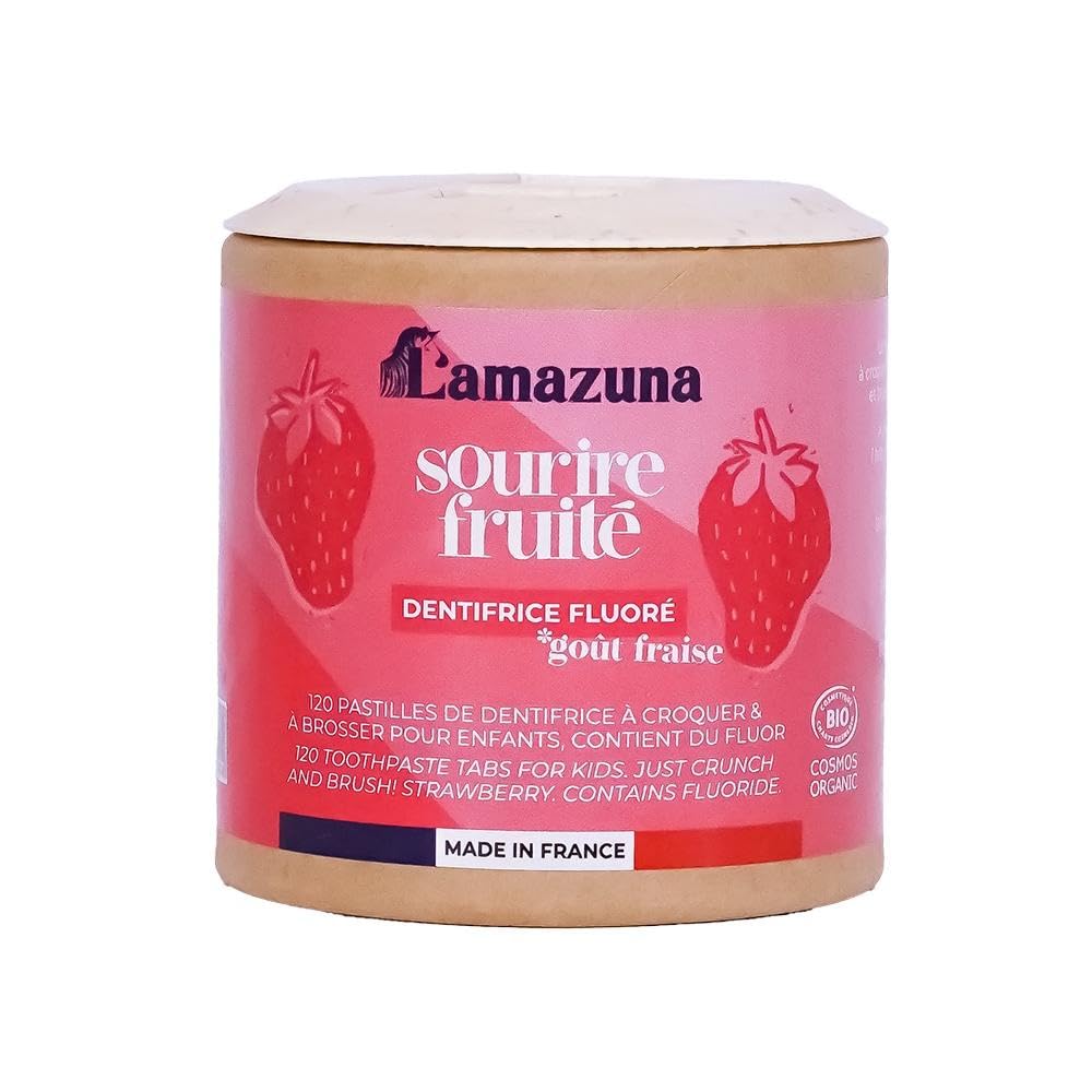 Lamazuna Toothpaste Tabs For Kids – Strawberry with fluoride – COSMOS Organic