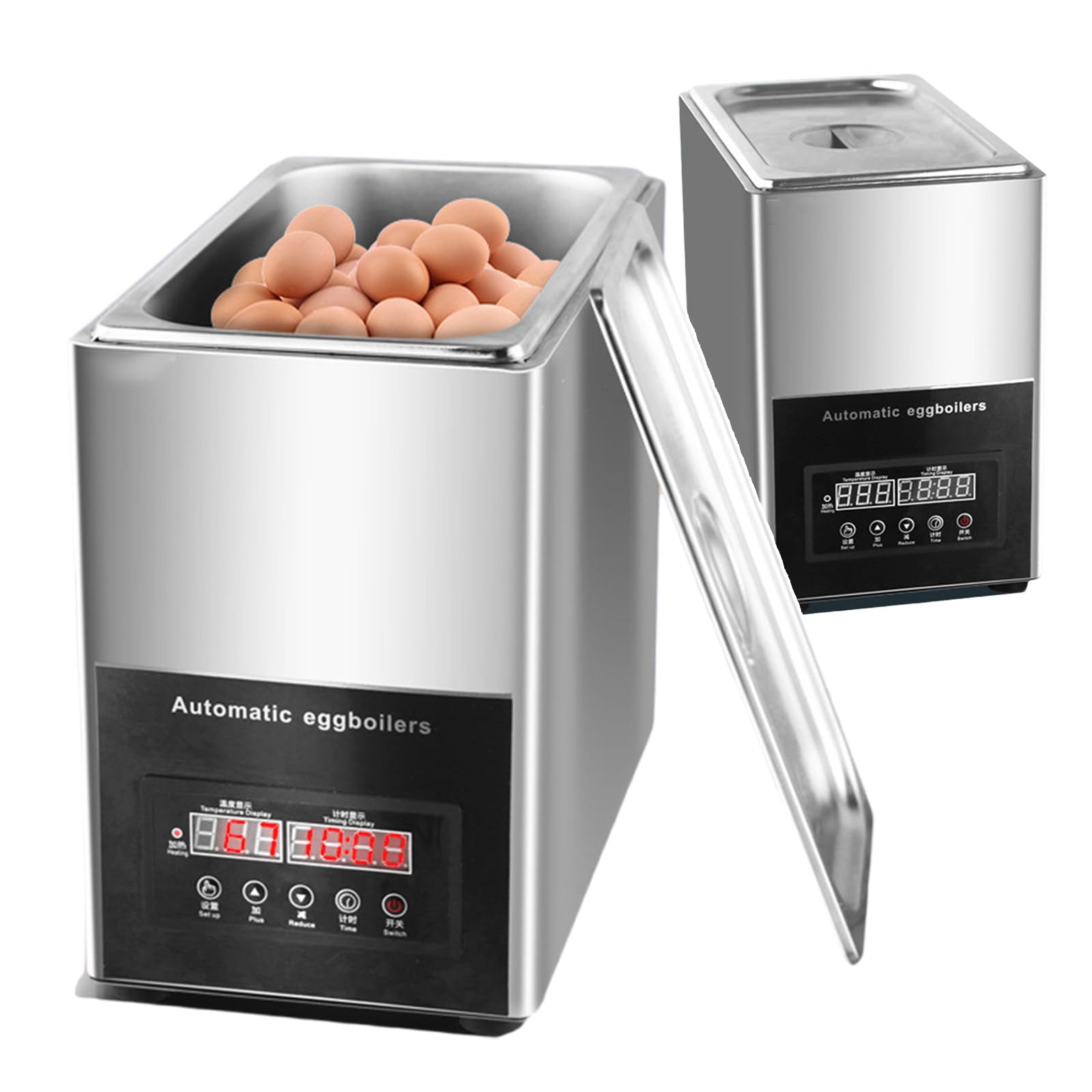 Cuiseur À Œufs Électrique Et Cuiseur À Vapeur pour Œufs 800W avec Sortie D'Évacuation d'eau | Pocheuse À Œufs Automatique | Machine À Œufs À Source Chaude Professionnelle, 30~90°C