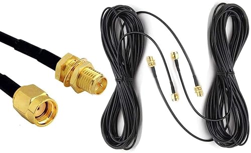 Cable de extensión de antena WiFi de 16 pies RG174 RP-SMA Cable coaxial de baja pérdida para enrutador LAN inalámbrica, puente de enrutador, equipo
