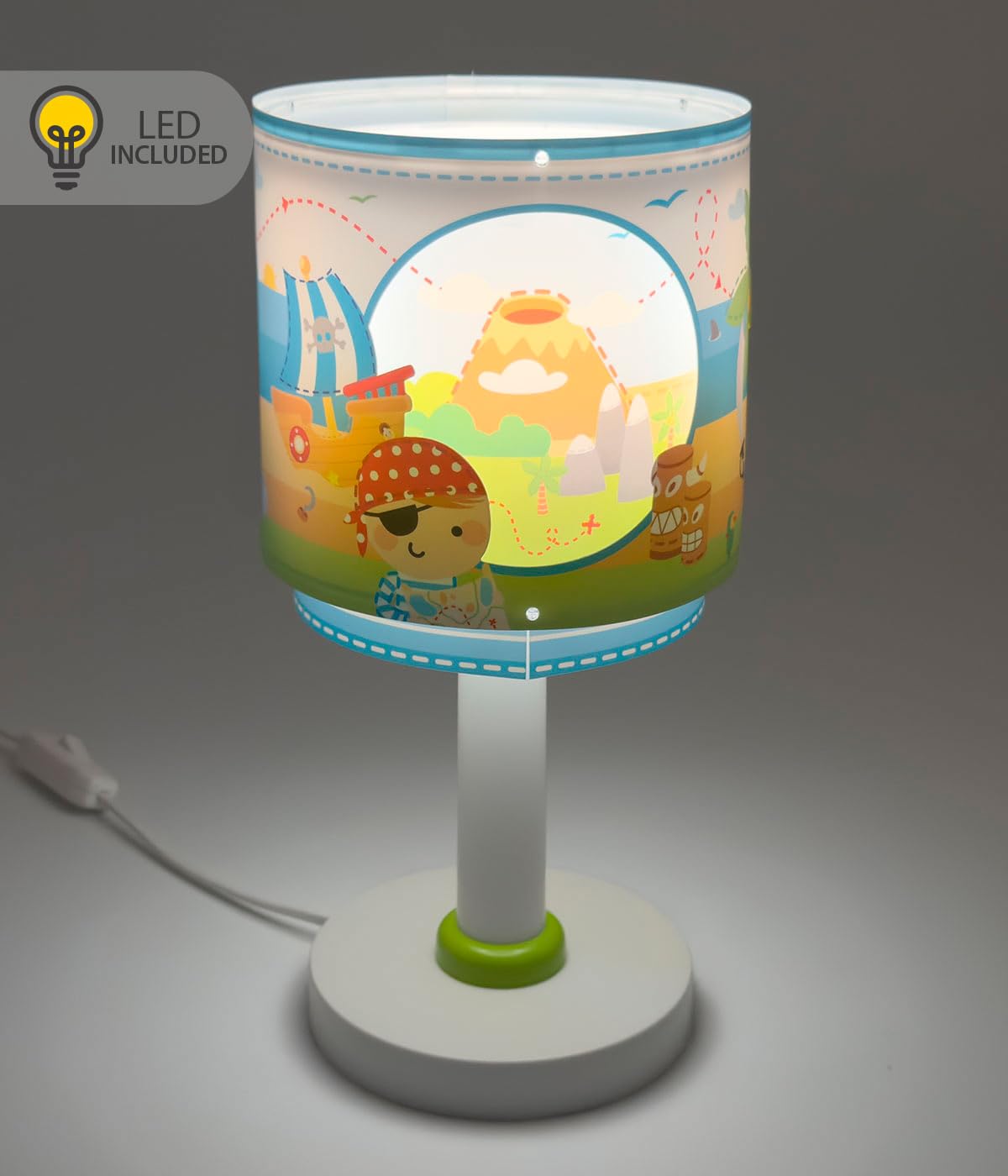 Dalber Lámpara Infantil de Mesilla Pirate Island Isla Pirata 60651N G4 | Lámpara infantil de mesa o mesita; G4 4W LED - Bombilla incluida; Luz Quitamiedos