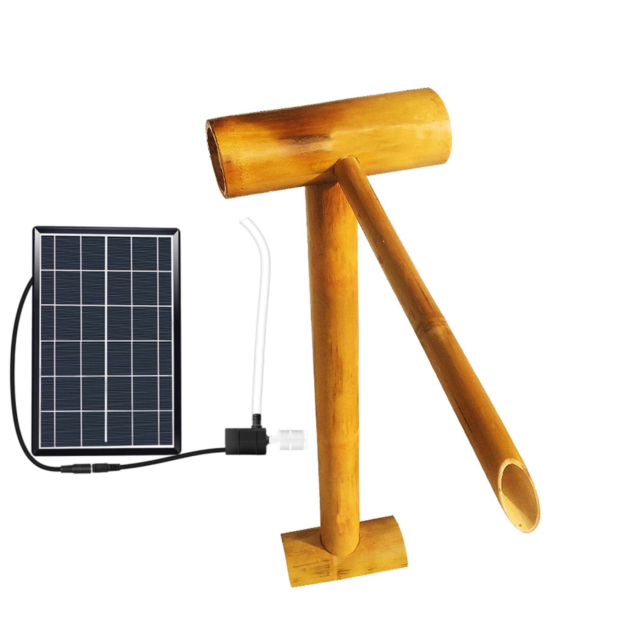 asdchZen Solar Bamboo Fountain, Feng Shui Zen Bamboo Fountains, Outdoor Water Fountain With Pump, For Garden Backyard Lawn, 90Cm,60cm