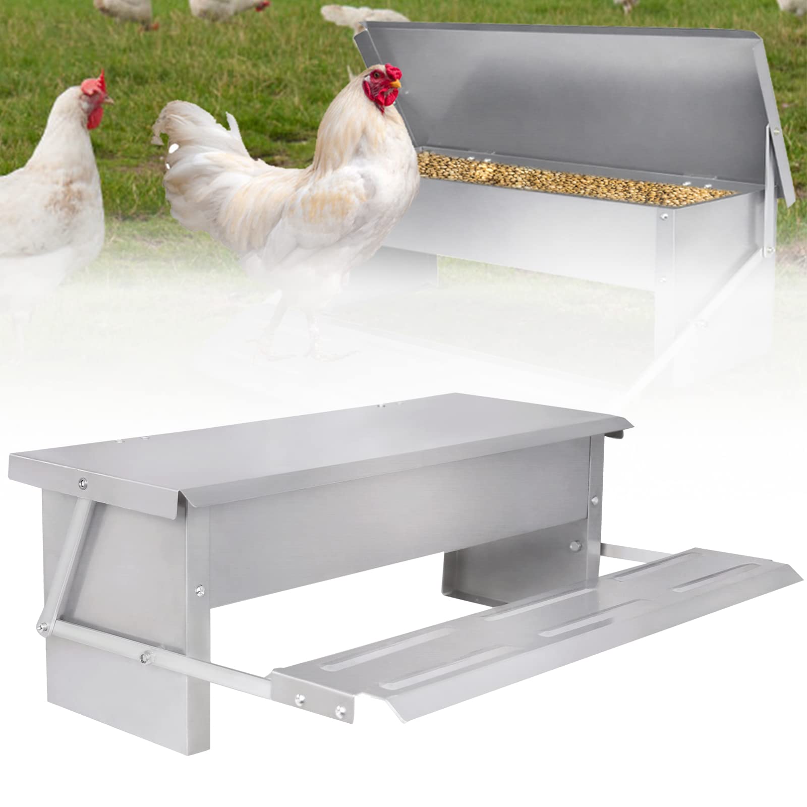 LZQ Comedero automático para pollos de 5 kg, de aluminio con gran capacidad, antiroedores, impermeable y antioxidante (3 unidades)