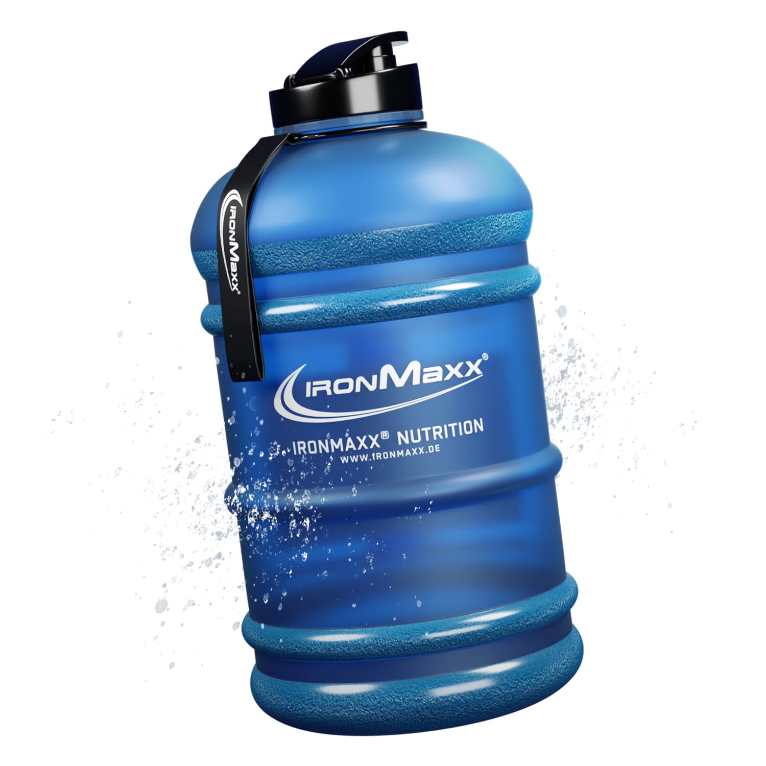 IronMaxx Water Gallon - Borraccia da 2200 ml a Prova di Perdite - Priva di BPA - Adatta per lo Sport - Blu Satinato