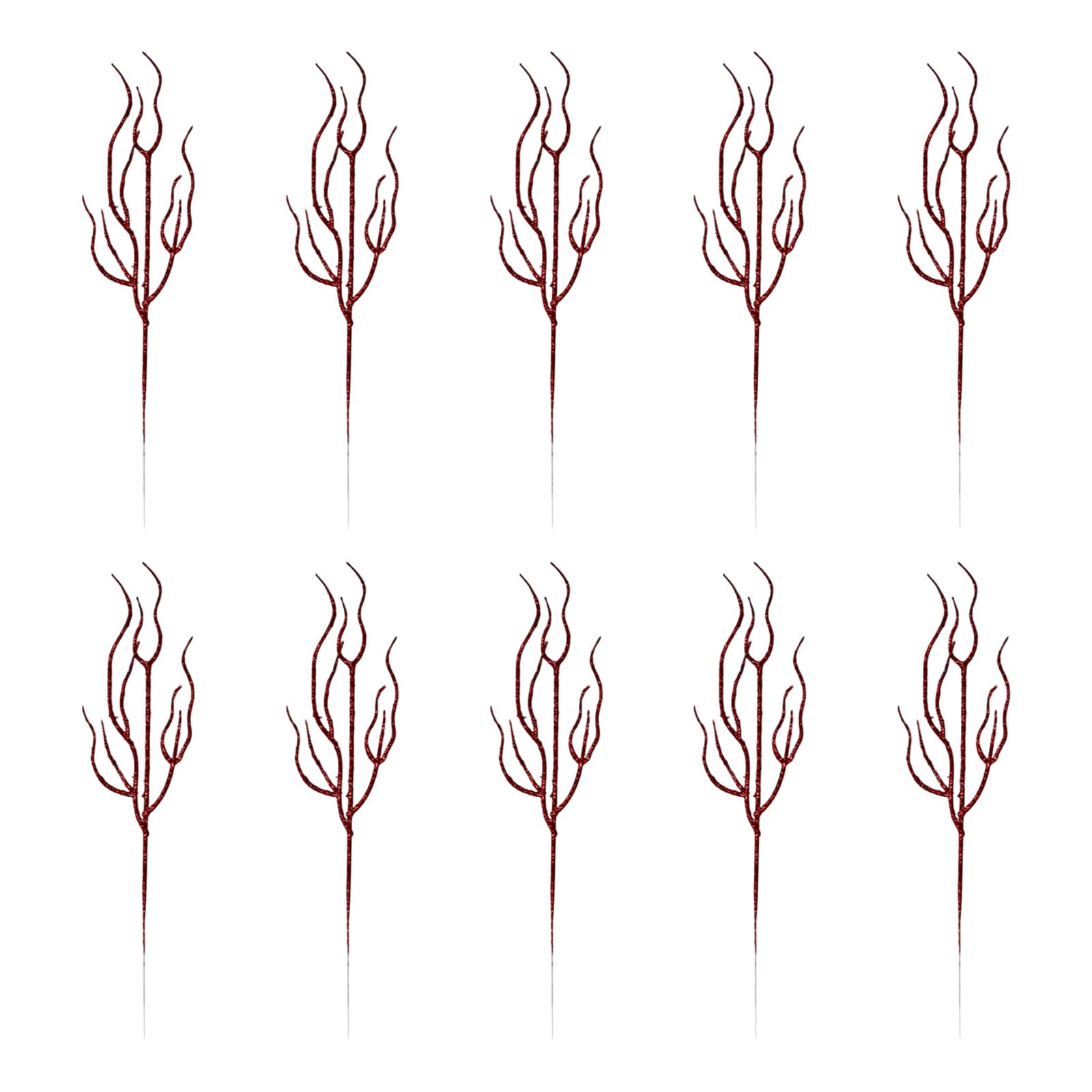 Xitea Red Pack Of 10 Realistic Artificial Flower Stems, Artificial Dried Branches, Glittering Picks For Christmas And Wedding Decoration, Plastic Flower Stems