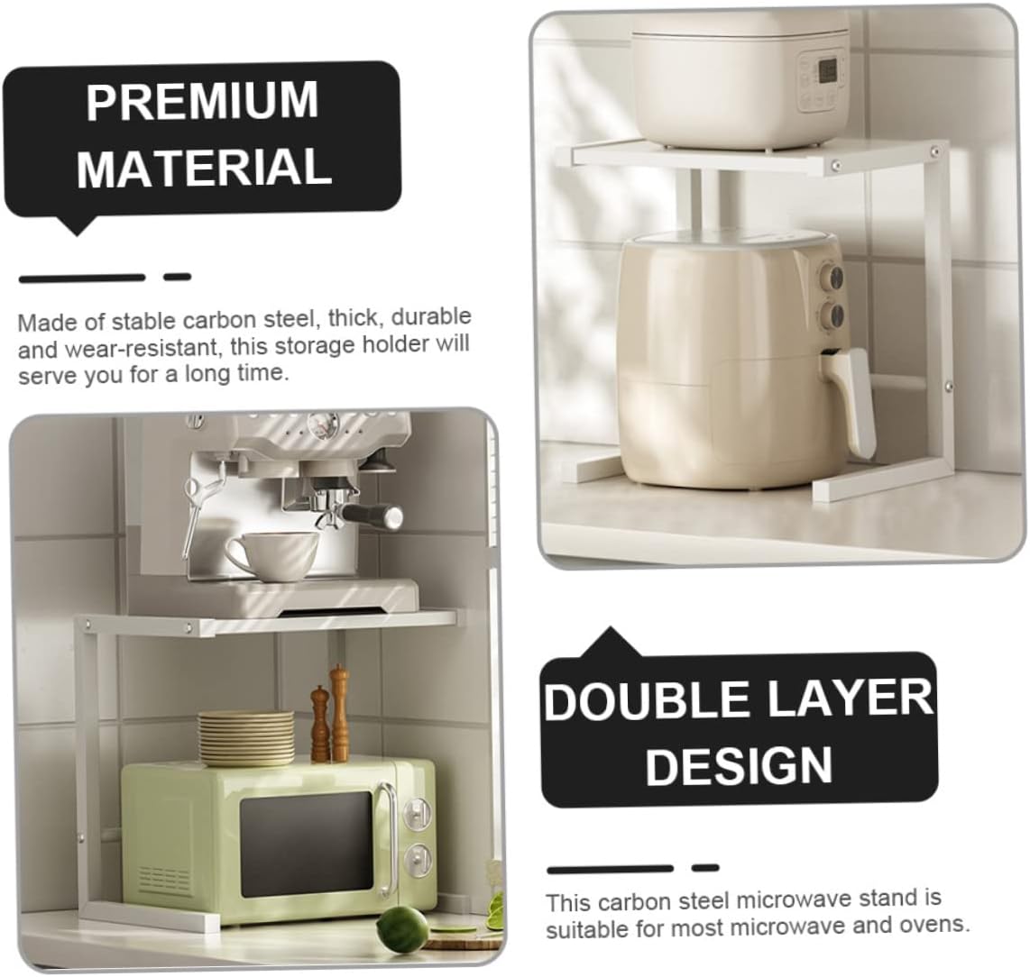 MERRYHAPY Microwave Stand with Height Double Oven Holder for Kitchen Sturdy Metal Storage Rack for Air Fryer and Small Appliances