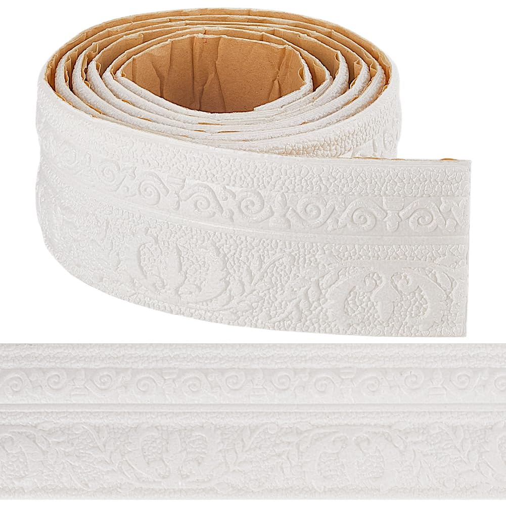 Bordure de papier peint autocollant flexible et frise 3D blanche pour plinthes