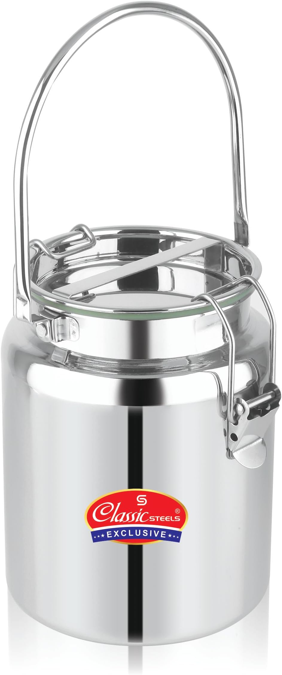 Classic Steels Leak Proof Prime Multi Can (3 Liters) - Air Tight, Stainless Steel Storage Can Useable As Steel Dabba, Milk, Ghee, Oil Storage, Etc. Heavy Jointless Body, Induction Compatible.,Silver