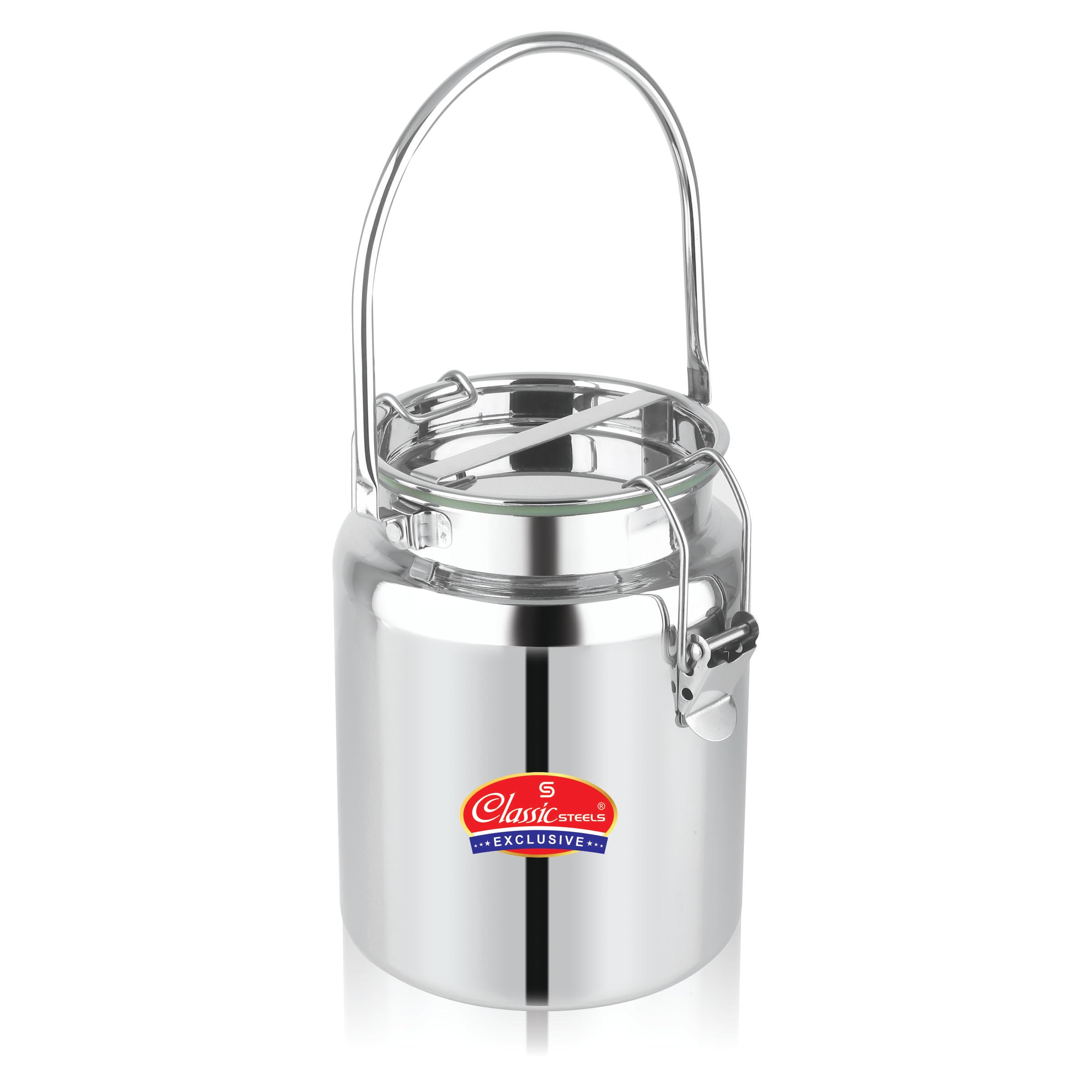 Leak Proof Prime Multi Can (3 Liters) - Air Tight, Stainless Steel Storage Can Useable As Steel Dabba, Milk, Ghee, Oil Storage, Etc. Heavy Jointless Body, Induction Compatible.,Silver