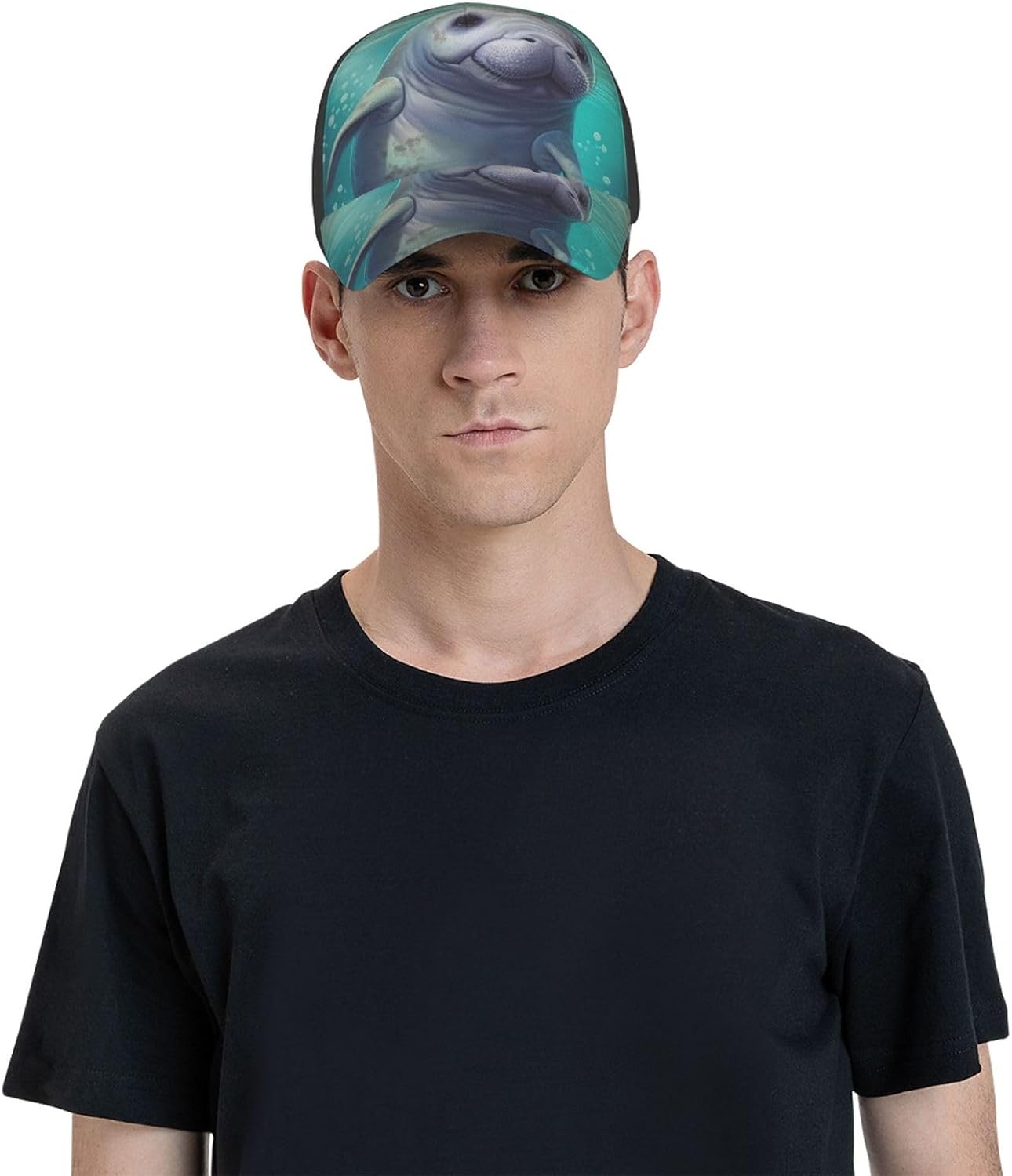 Cute Sea Animal Baseball Caps for Women Men Golf Dad Hat Adjustable Sun Hat Fashion Sports Caps Black