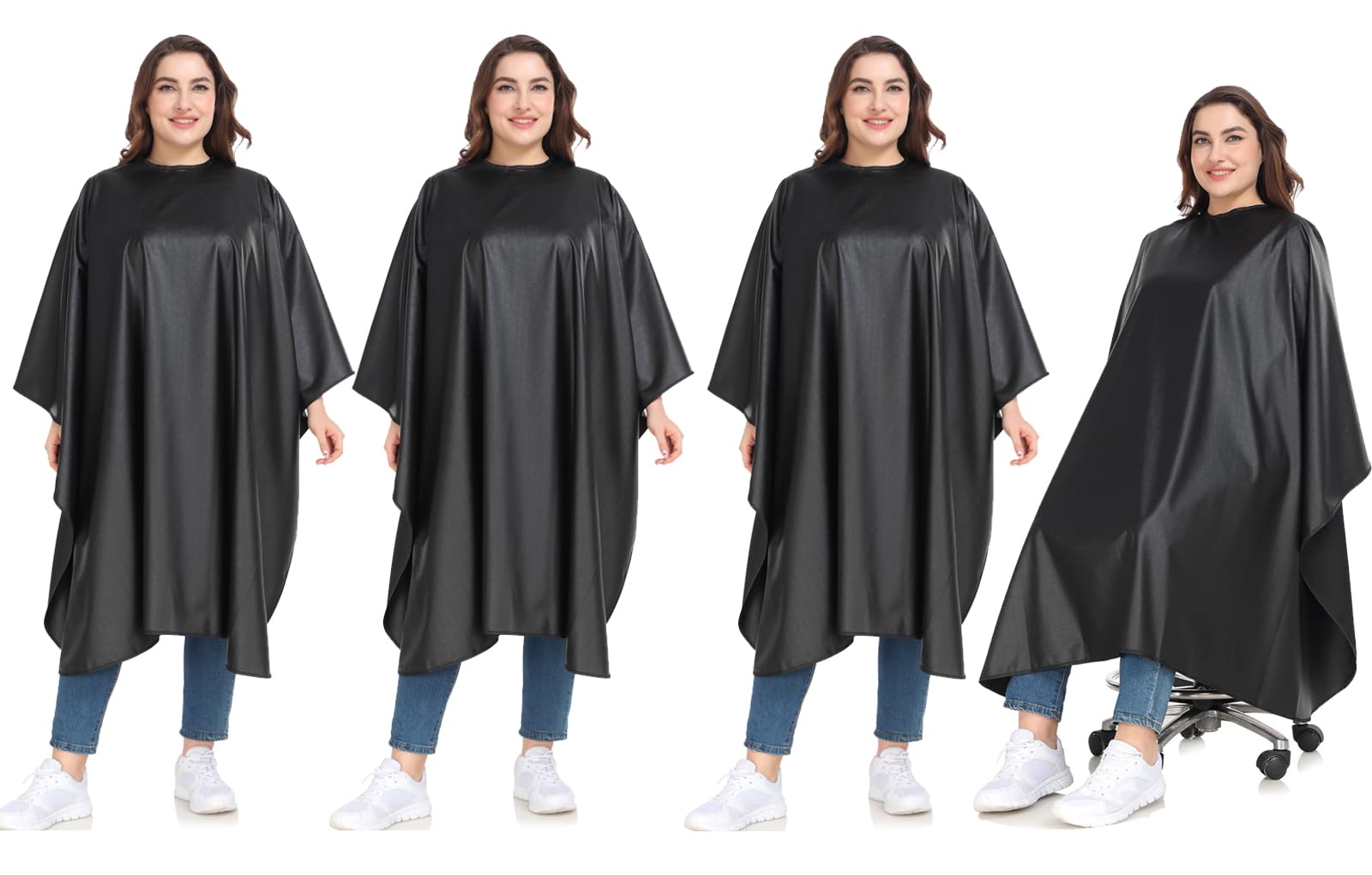 PERFEHAIR Pack of 4 Chemical Capes for Hair Stylists - Water and Chemical Proof Salon Capes with Snaps for Hair Coloring, Cutting, Styling &