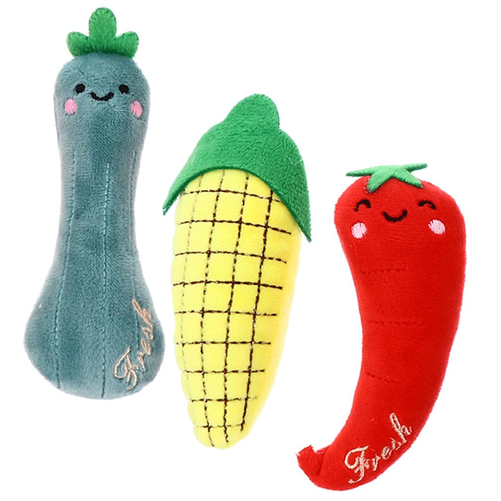 Happyyami Jouet à Mâcher pour Chat en Peluche 3pcs Herbe à Chat D'intérieur Design Mignon et Résistant