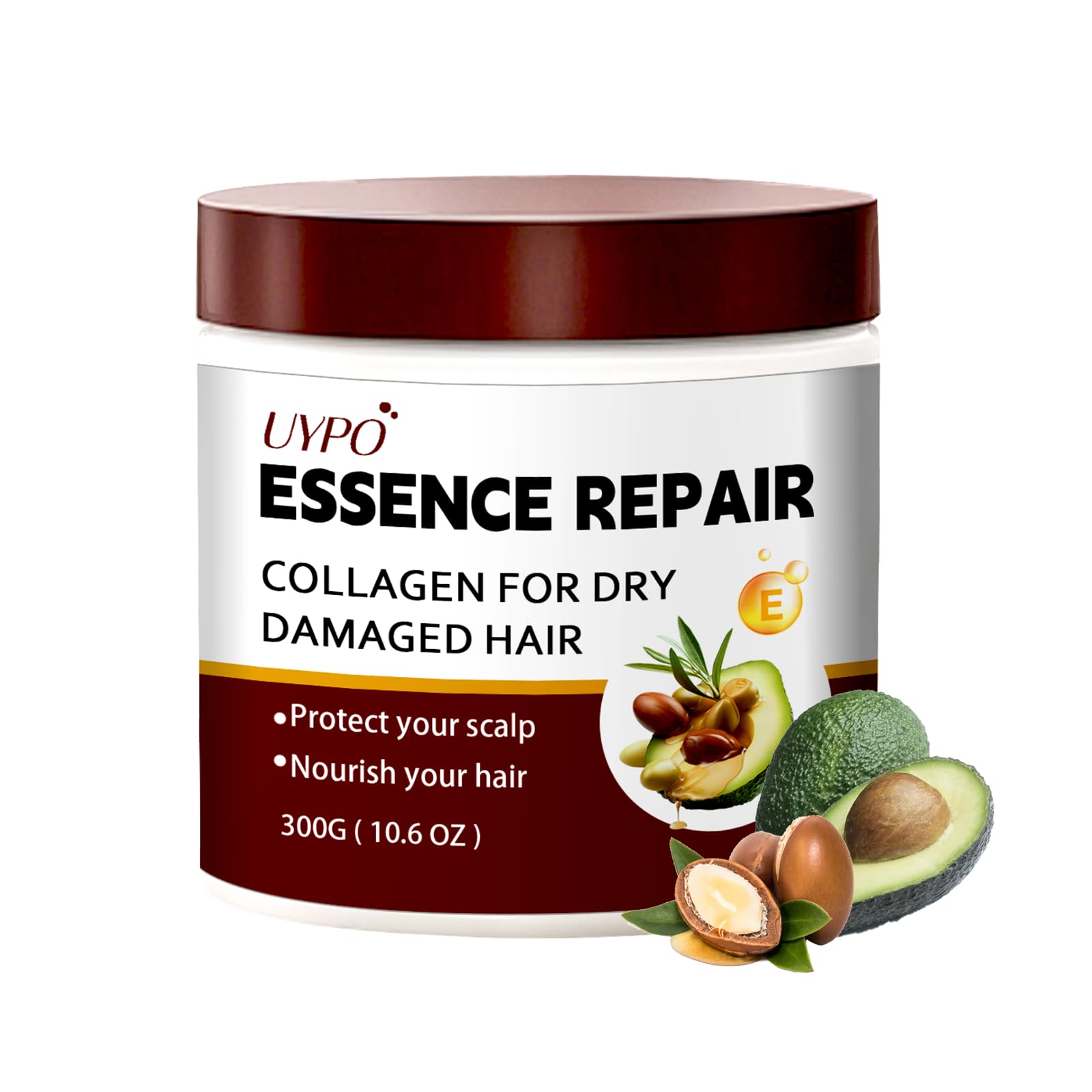 Collagen Hair Mask, Keratin Hair Mask for Dry Damaged Hair, Deep Repair Conditioner with Moroccan Argan Oil, Avocado Oil, Calendula & Gentian Extract, Nourishing Repair (1pc)