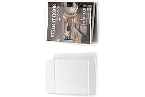 2 Pieces Wall Mounted Magazine Rack in Clear Acrylic
