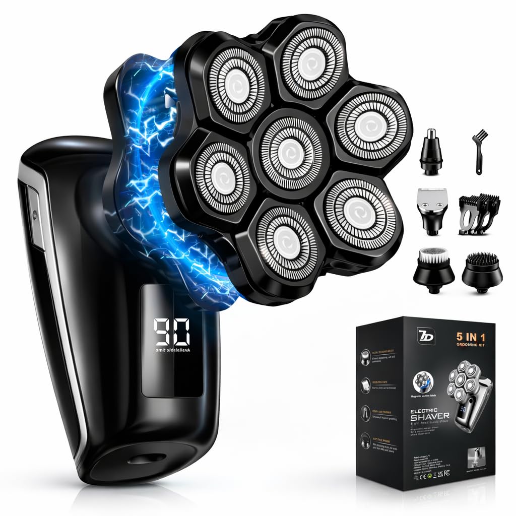 Head Shavers for Blad Men 7D Floating Blades Electric Head Shaver IPX7 Waterproof Wet Dry Bald Head Shaver