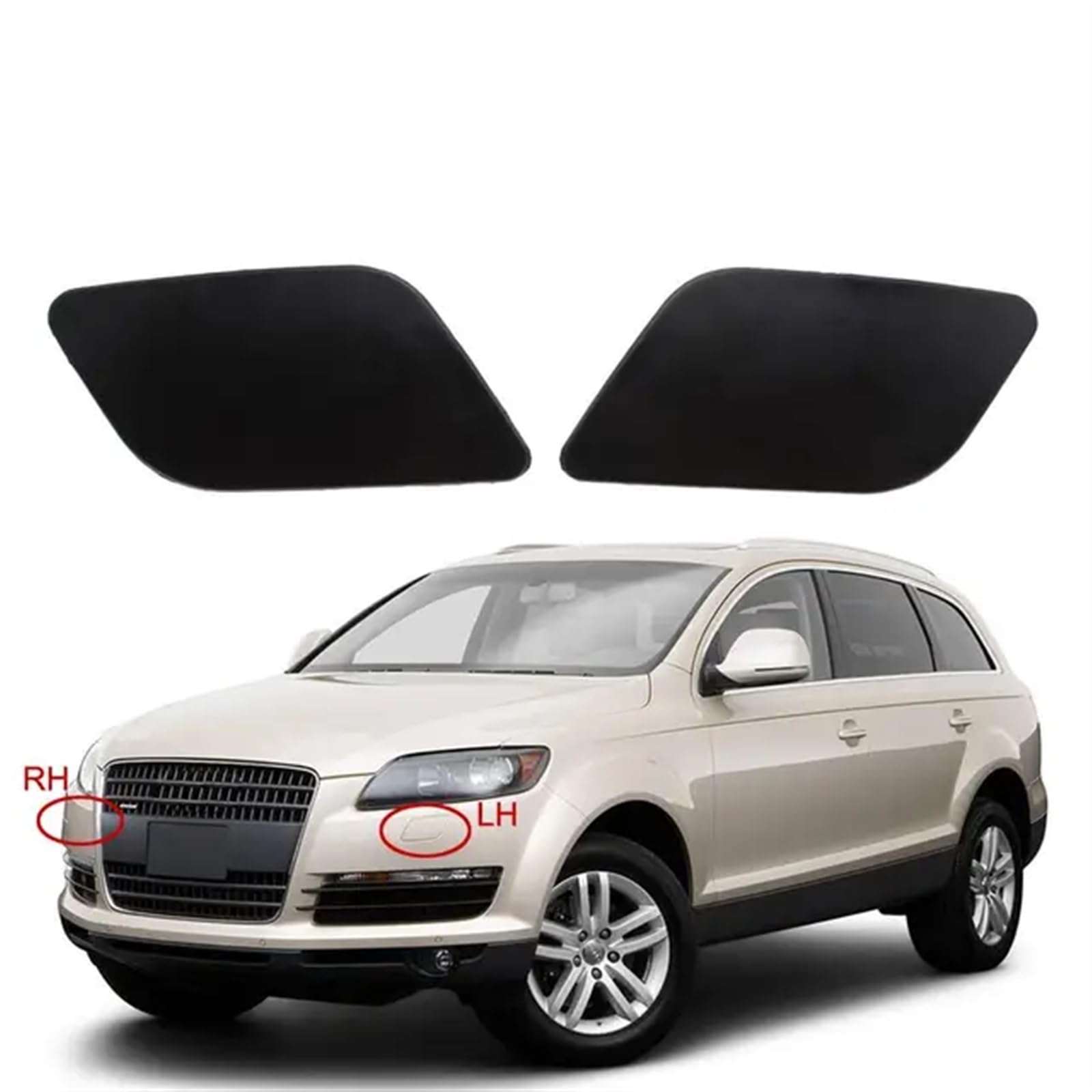 Tapa de Boquilla de Lavado de Faros Delanteros, Tapa de Chorro de Agua for Audi Q7 2007 2008 2009, Izquierda y Derecha Tapa del lavafaros(Set)