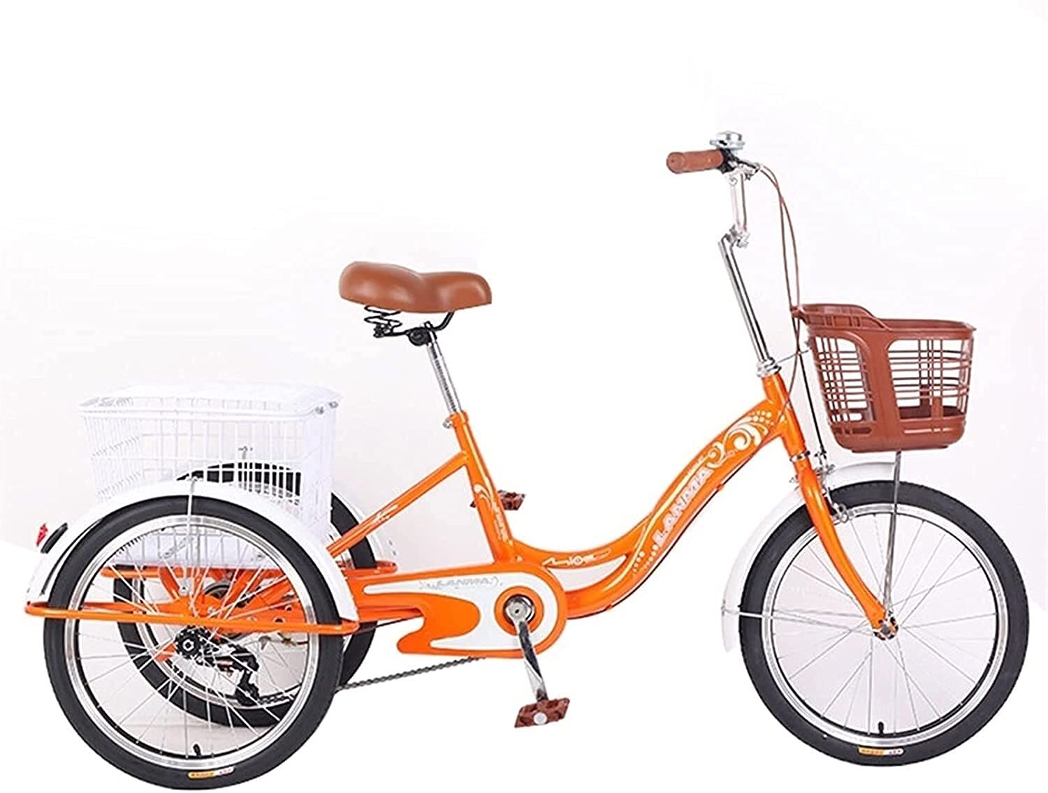 PAGOIAAR Adult Cargo Tricycles Beach Cruiser Bikes Shopping Adult Tricycles Human 3 Wheel Bicycle 1 Speed Trikes 20 Inch Three-Wheeled Bike for Women Men Elderly Shopping Exercise Recreation