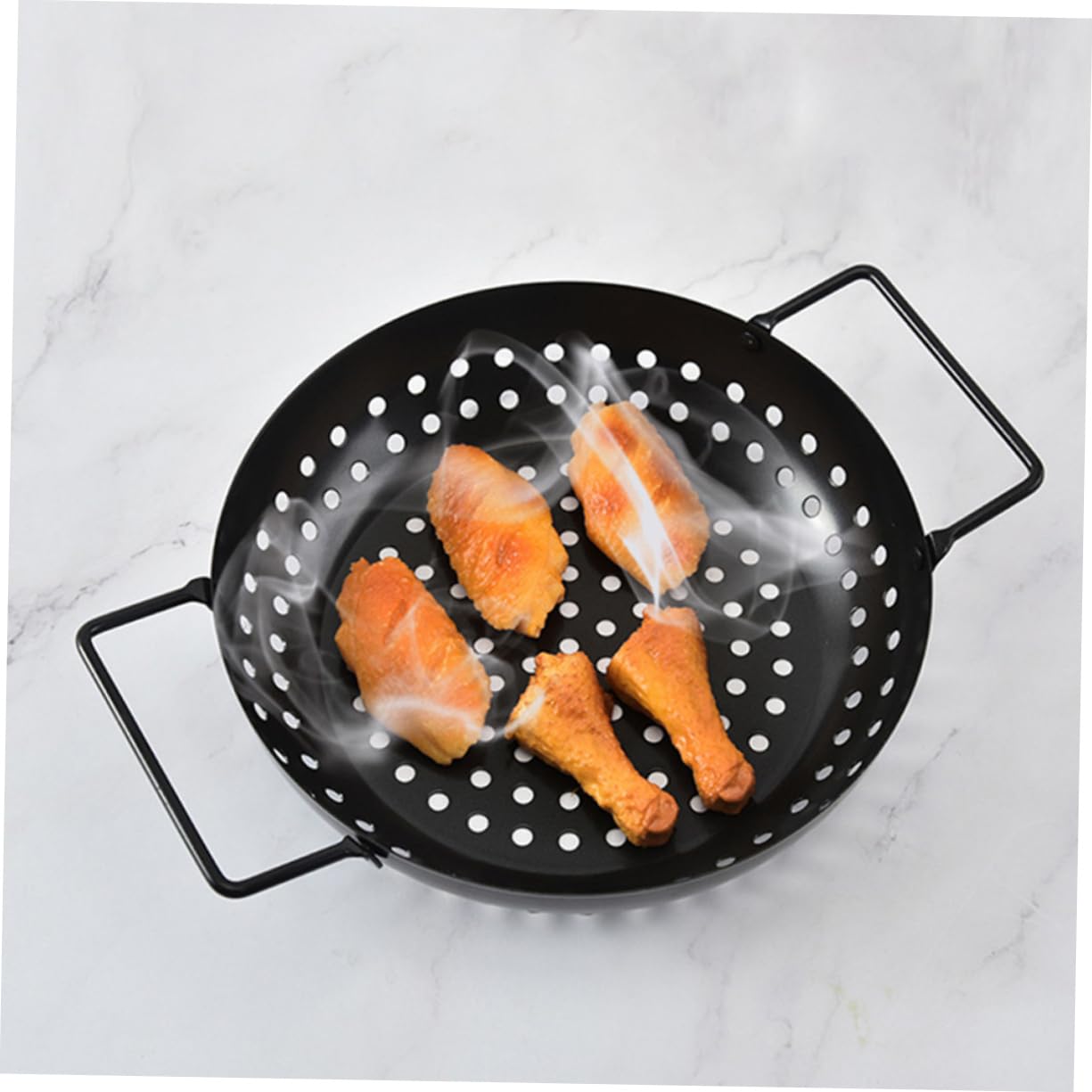 Toddmomy Teglia da Barbecue Antiaderente Manico e Fori, Nero