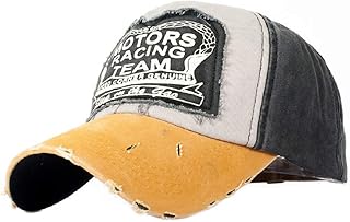 Unisex Gorra de béisbol algodón Mezclado Motocicleta Gorra molienda Borde Haga Viejo Sombrero (Amarillo)
