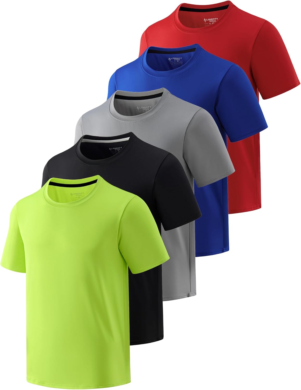 5 Pack Boys Athletic T Shirts, Youth Kids Dry Fit Short Sleeve Tees Performance Tops Activewear Clothing Bulk