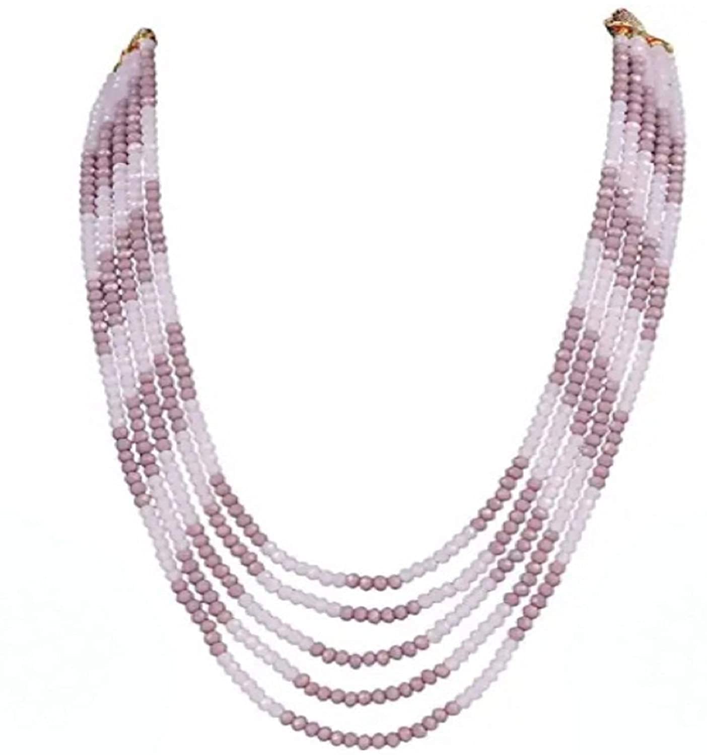 Ratanshala - Semi Precious Gemstone White/Purple Crystal Beads 5 Layer Necklace Multi Strand Multi Colour 16" Mala for Girl and Women Fashion Jewellery (B091JPXG64) Amazon Price History, Amazon Price Tracker