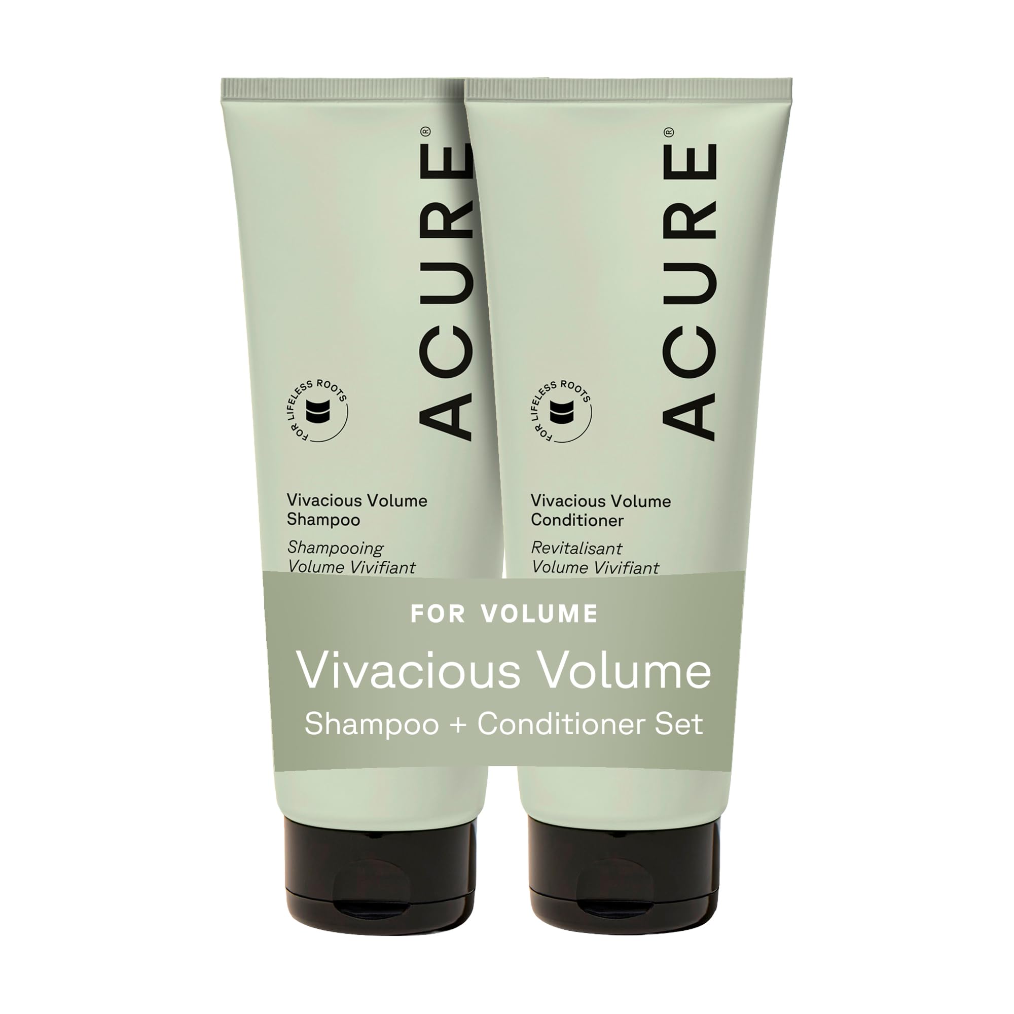 Acure Vivacious Volume Shampoo and Conditioner Set - Thickening & Volumizing Hair Care for Thick, Full Locks, Boost for Thin, Fine Hair, Sulfate Free, Paraben Free, Vegan - 8 fl oz (Pack of 2)