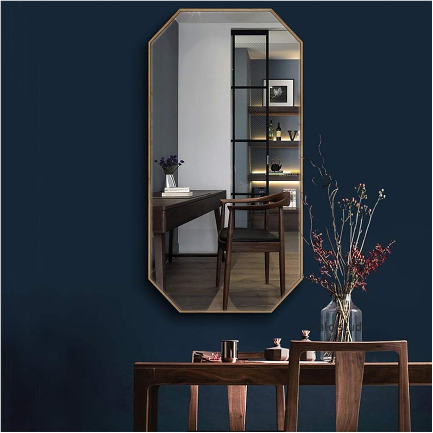 SEDFDD Wall mirrors Octagon Gold Wall Mounted Mirror Rustic