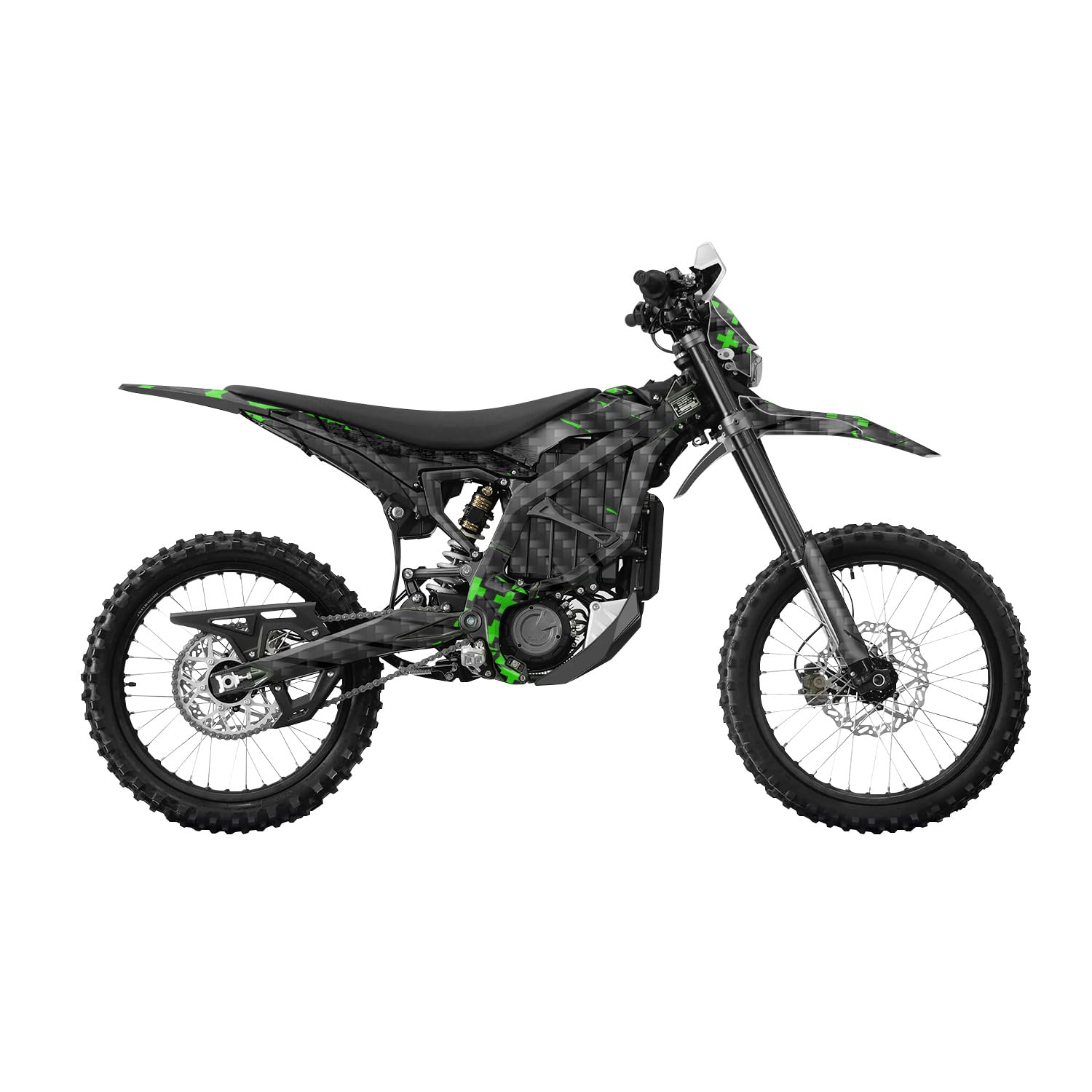 Carbon Fiber Surron Ultra Bee Graphics Kit Wrap - Grunge Cross Green - Sur-Ron Skin - Premium 3M Vinyl Protective Wrap Decal Cover - Easy to Apply | Crafted in The USA by MightySkins