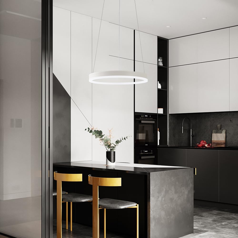 STARRYOL Moderna lampada a sospensione, lampadario a LED, illuminazione a sospensione regolabile bianco 20W per soggiorno, sala da pranzo, camera da letto - 4000K Luce neutrale