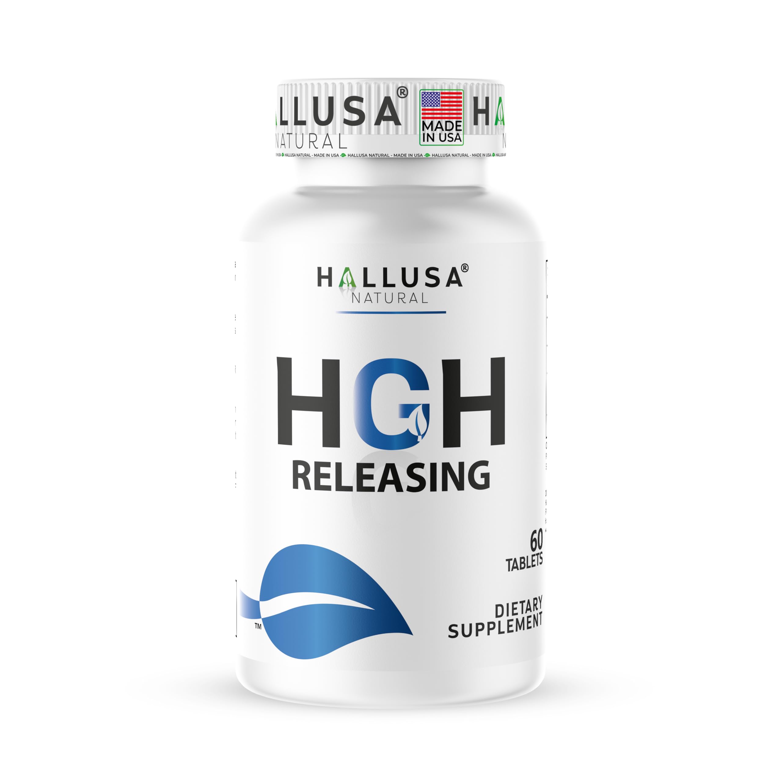 Hallusa Natural Hall HGH Complex - Amino Acid Complex - Muscle & Workout Support - Energy & Recovery Formula - L-Arginine, L-Ornithine, L-Glutamine - 60 Tablets (30 Day Supply)
