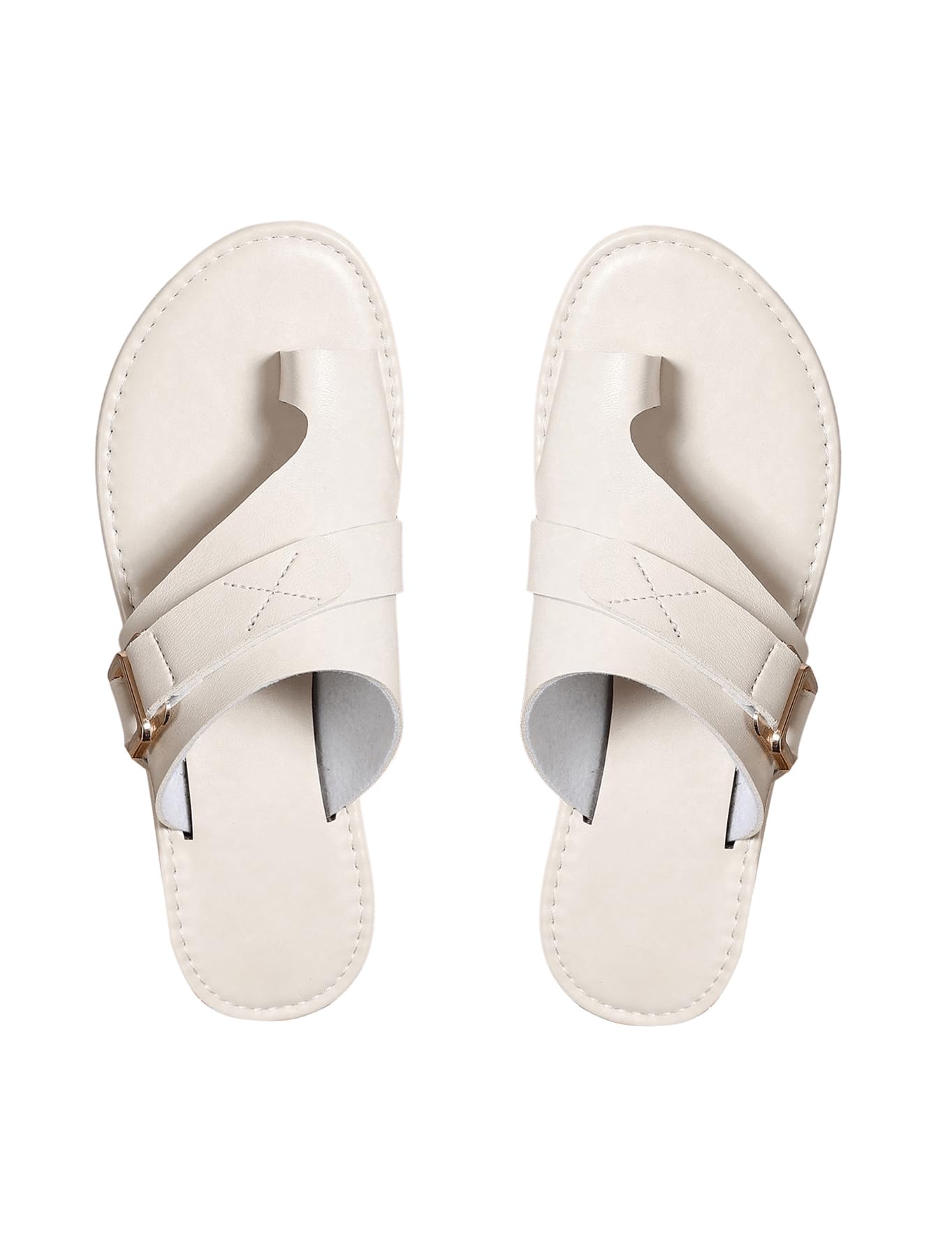 VerdusaWomen's Thong Flat Sandals Buckle Slip On Slide Summer Beach Sandals