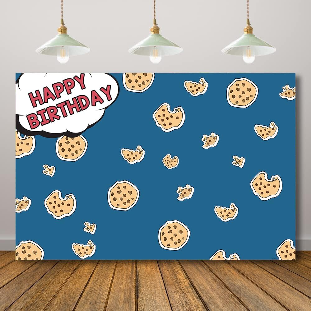 Cookie Birthday Backdrop Blue Monster 1st Birthday Party Background Our Little Cookie is Turning One Banner Kids Boys Cake Table Decorations Cookies and Milk Props 71X47inch