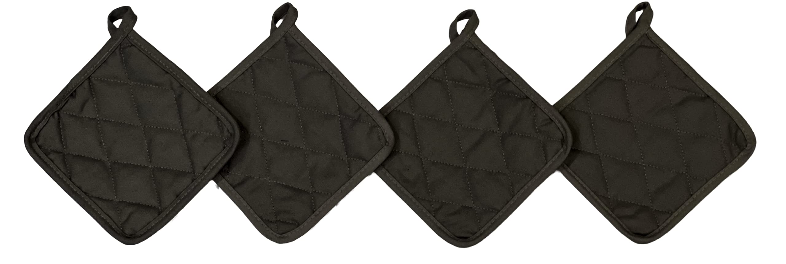 POTHOLDERS 4 Pcs Multipurpose Cotton, Pot Holders Cooking Square, Pot Holder Heat Resistant Hot Pad, by MIRU. (Black, Cotton)