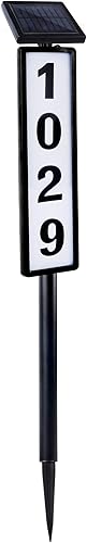 FORUP Letrero de números de dirección de casa con luz solar, luz solar con números de casa, placa de dirección iluminada por LED para exteriores,