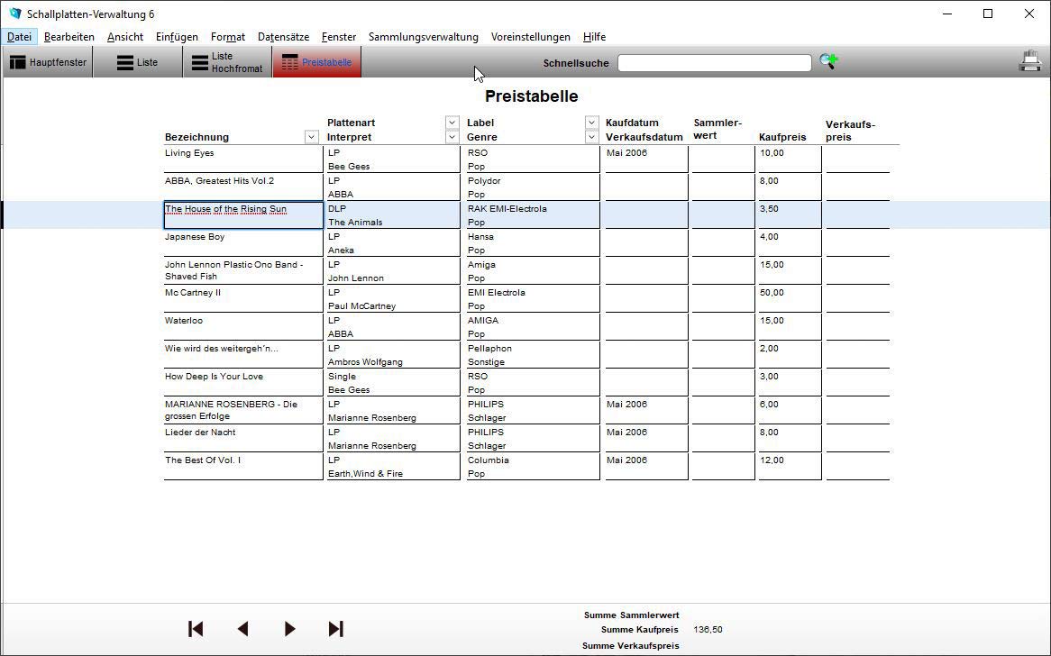 GS Schallplatten-Verwaltung 6 - Software zur Verwaltung Ihrer Schallplattensammlung - Datenbank Programm zur Verwaltung von Schallplatten