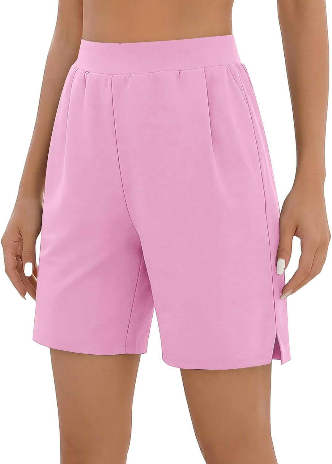 Women's Bermuda Shorts 7" Long Knee Length Running Athletic Workout High Waist Casual Loose Fit Shorts with Pockets
