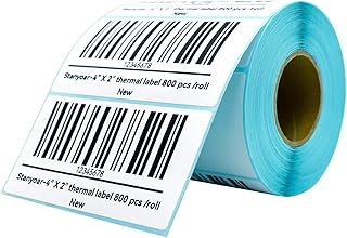 4" x 2" Barcode Shipping Labels Direct Thermal Address Barcode Stickers Compatible with Zebra & Rollo Printer-1 Roll, 800 Labels