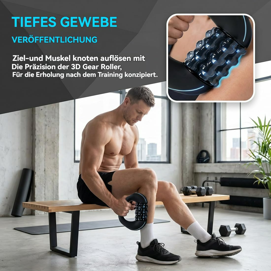 Massageroller Elektrisch - 3 Stufen, Handmassagegerät mit 24 Massageknöpfen, Faszienrolle Elektrisch für Tiefengewebe, für Rücken, Schulter, Beine (1PCS)